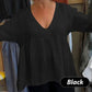 Fashion Loose Deep V-Neck Pleated Top