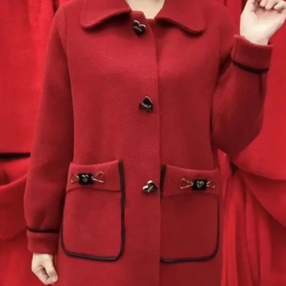 Women's Warm Mid-Length Coat with Pockets