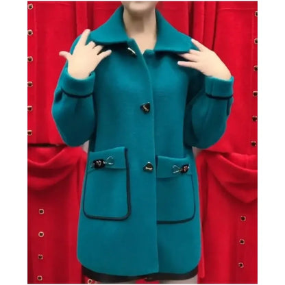 Women's Warm Mid-Length Coat with Pockets