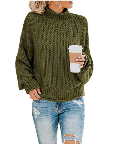 Hot Sale - Loose Solid Color Large Size Turtleneck Sweater