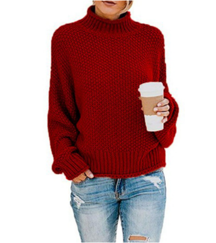 Hot Sale - Loose Solid Color Large Size Turtleneck Sweater