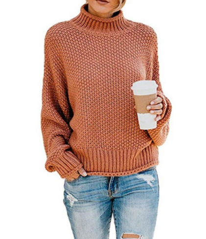 Hot Sale - Loose Solid Color Large Size Turtleneck Sweater