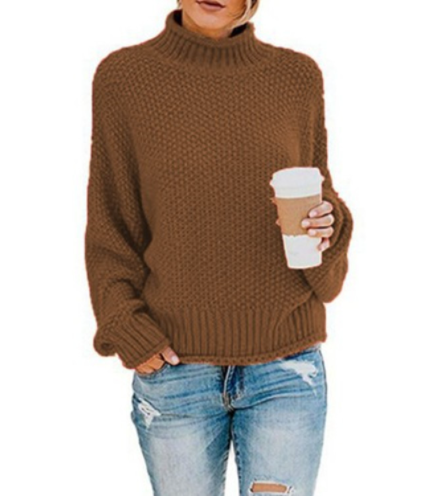 Hot Sale - Loose Solid Color Large Size Turtleneck Sweater
