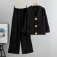 🎅Christmas Gift idea 49% Off 🖤Gold Button Soft Knit Trouser Co-Ord