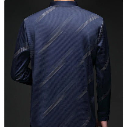Men's Warm Striped Shirt with Comfort Fit