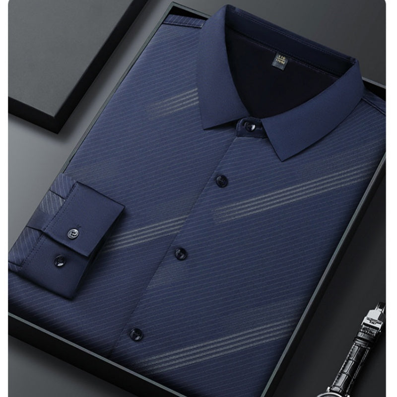 Men's Warm Striped Shirt with Comfort Fit