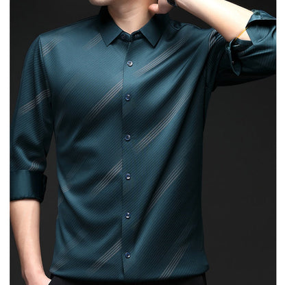 Men's Warm Striped Shirt with Comfort Fit