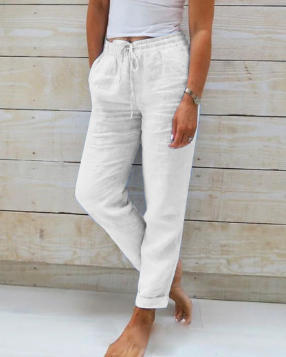 🔥 50% OFF TODAY! 🌸 Women's Elastic Waist Cotton Linen Pants ✨ Breathable, Relaxed Fit & Effortless Summer Style