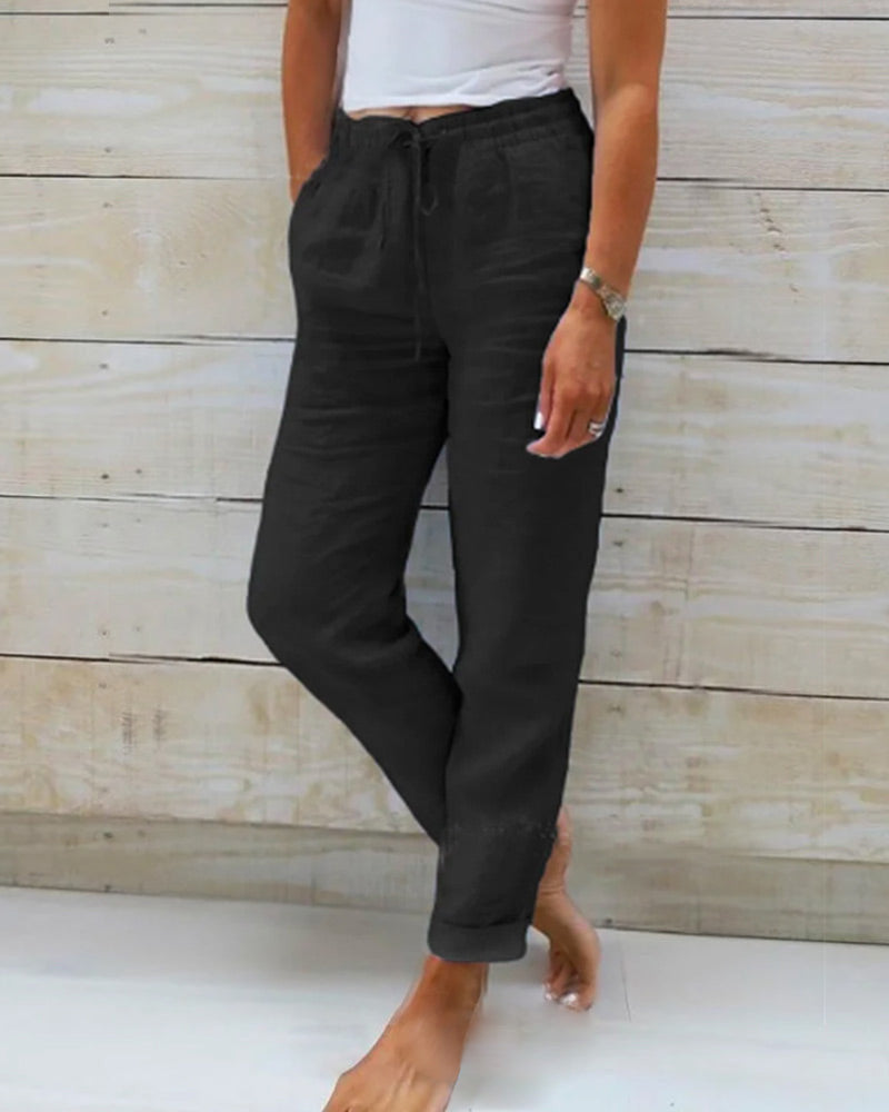 🔥 50% OFF TODAY! 🌸 Women's Elastic Waist Cotton Linen Pants ✨ Breathable, Relaxed Fit & Effortless Summer Style