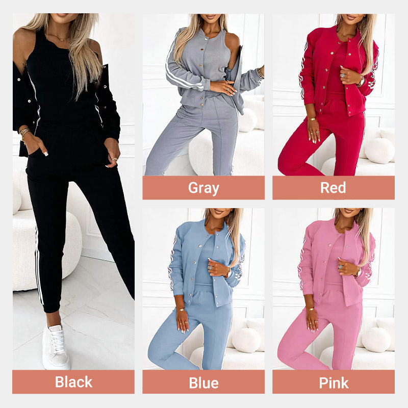 ❤️Limited Sale 50% OFF🌺Women's Three-piece Baseball Jacket And Pants Set