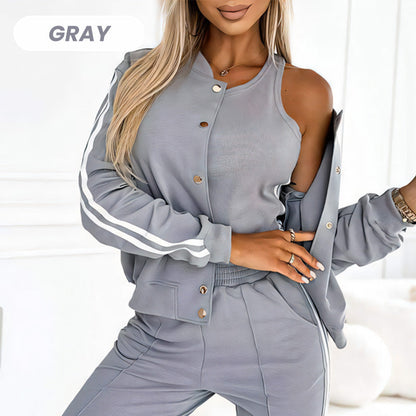 ❤️Limited Sale 50% OFF🌺Women's Three-piece Baseball Jacket And Pants Set