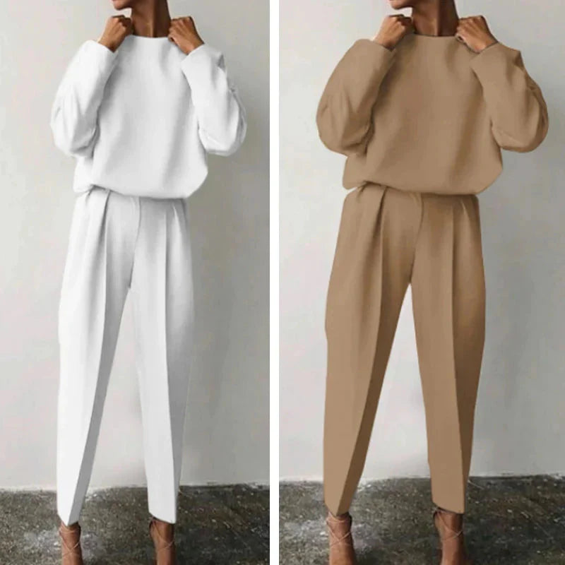 🔥Last day promotion 50% off🔥Women’s Suit Style Long Sleeve T-shirt & Cropped Pants 2 Piece Set