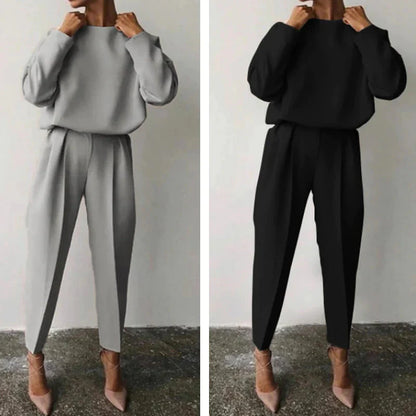 🔥Last day promotion 50% off🔥Women’s Suit Style Long Sleeve T-shirt & Cropped Pants 2 Piece Set