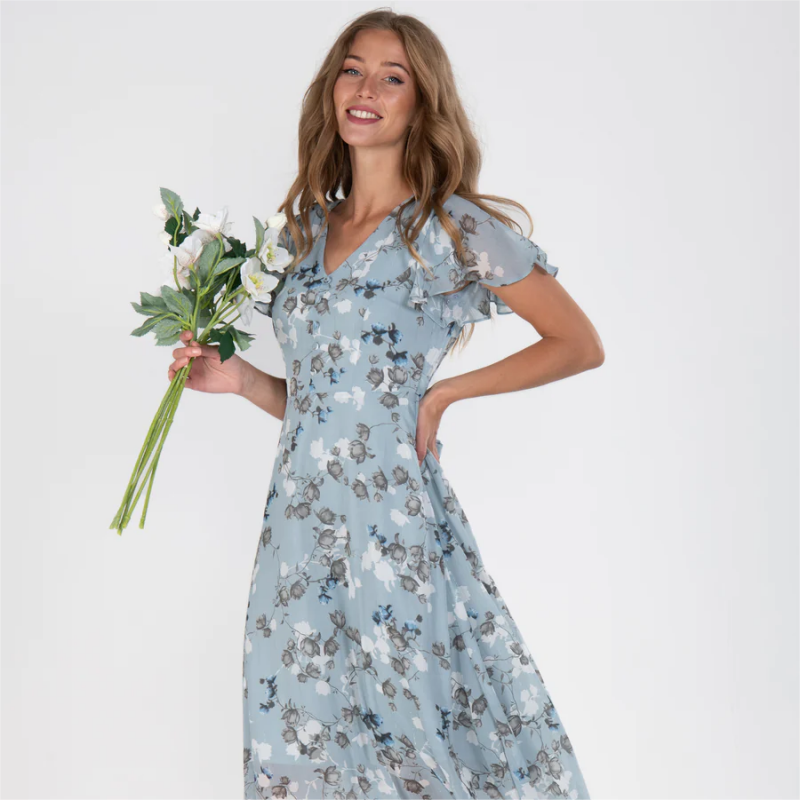 💐LAST DAY SALE 50% OFF💐Short Sleeve Long Dress with Floral Print