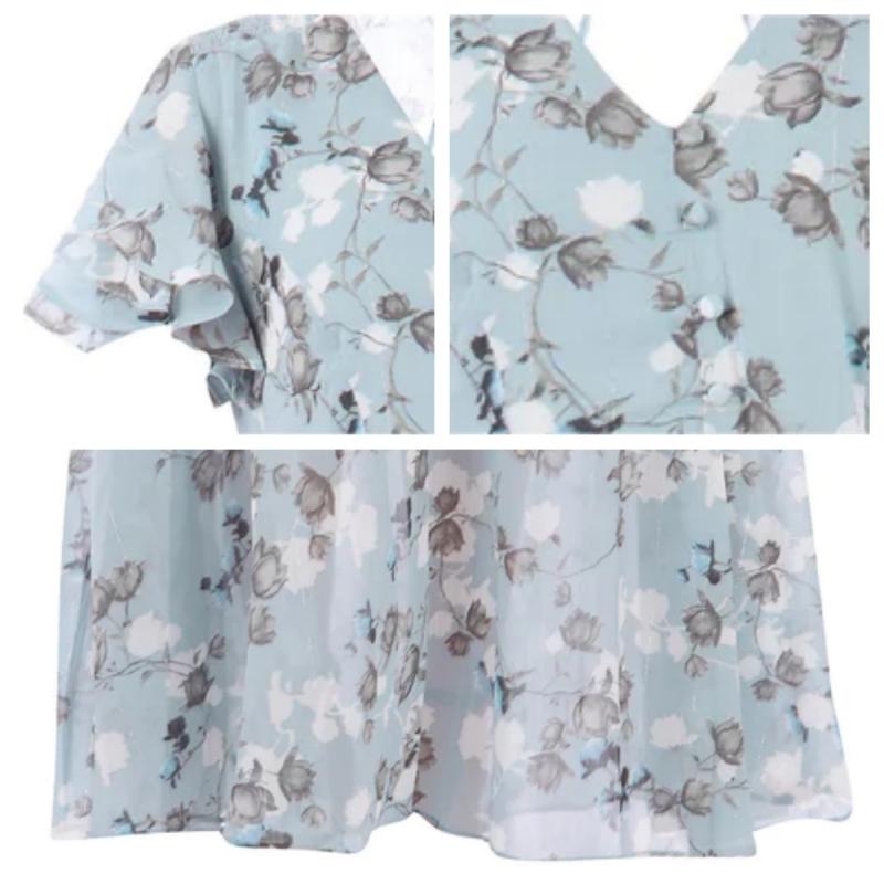 💐LAST DAY SALE 50% OFF💐Short Sleeve Long Dress with Floral Print