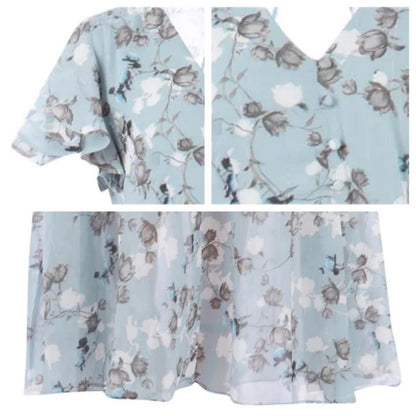 💐LAST DAY SALE 50% OFF💐Short Sleeve Long Dress with Floral Print