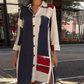 Women’s Casual Color Block Shirt Dress with Button Front