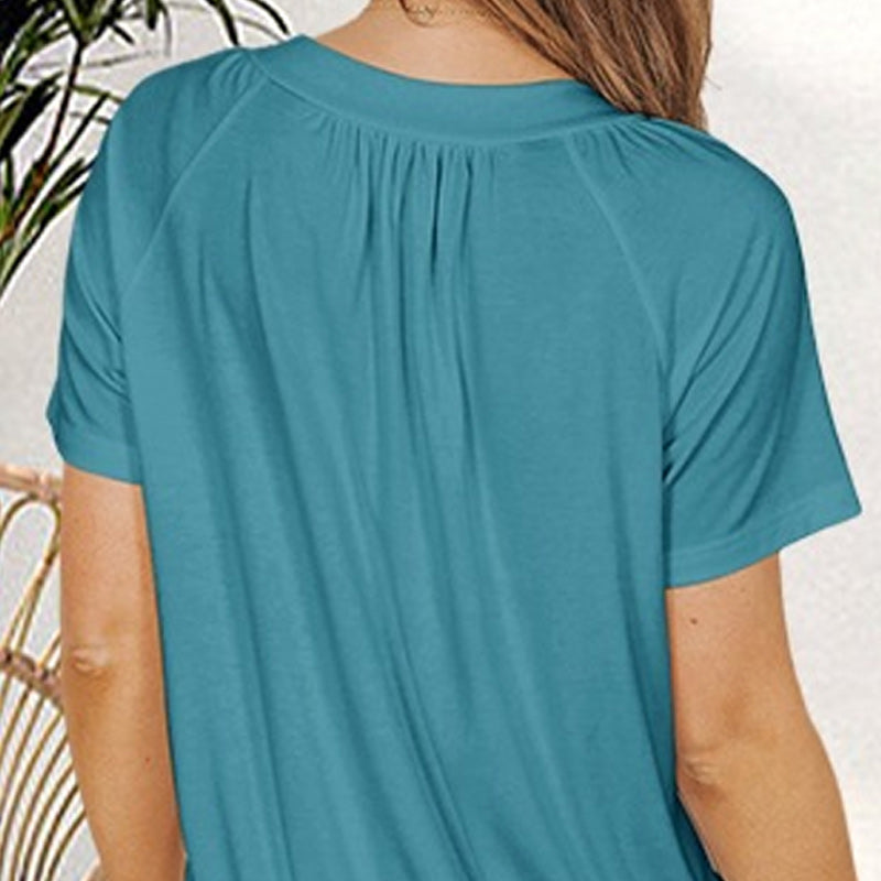 ✨ Hot Sale-50% Discount✨Women's Casual Pleated V-Neck Short-Sleeve Top