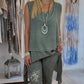 Women’s Sleeveless Tops ＆ Print Pants Two-Piece Set