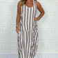 💕Limited Sale 50% OFF💕👗Stripe Oversized Tie-Front Pocket Dress
