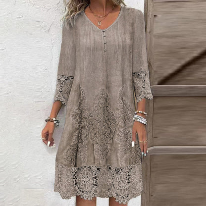 🔥49% OFF🔥Elegant lace dress with half-long sleeve and V-neck for women