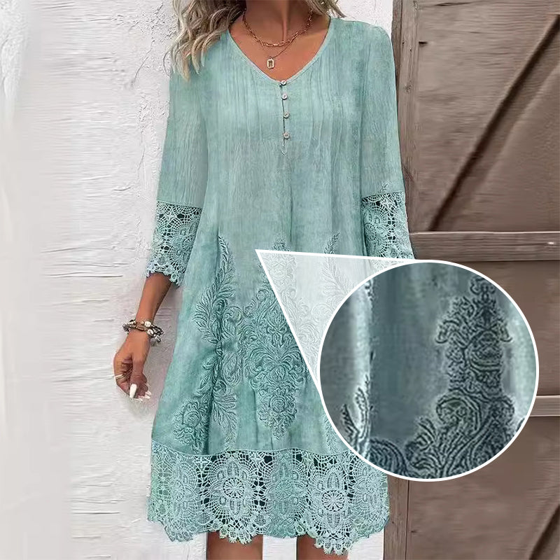🔥49% OFF🔥Elegant lace dress with half-long sleeve and V-neck for women