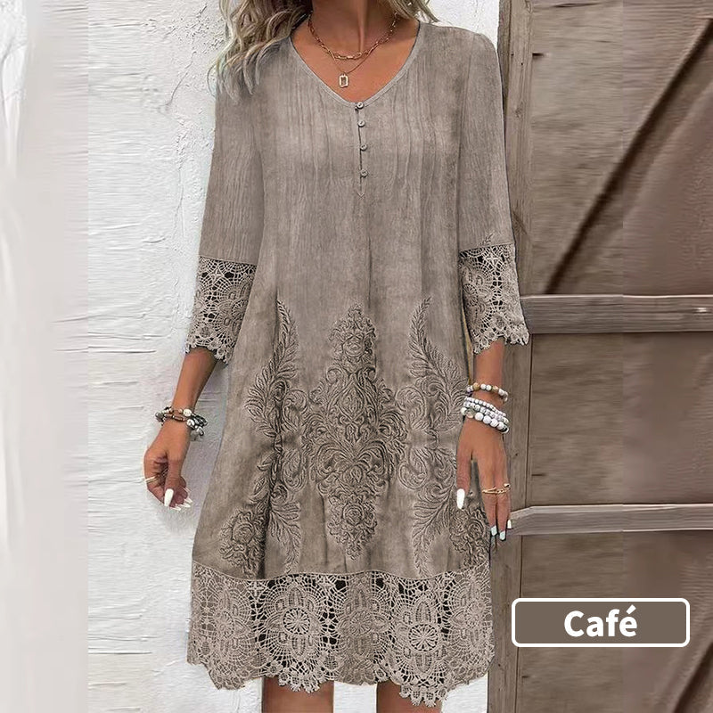 🔥49% OFF🔥Elegant lace dress with half-long sleeve and V-neck for women
