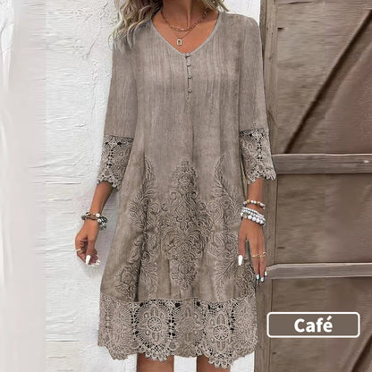 🔥49% OFF🔥Elegant lace dress with half-long sleeve and V-neck for women