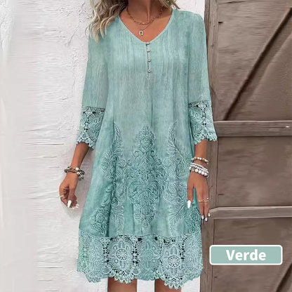 🔥49% OFF🔥Elegant lace dress with half-long sleeve and V-neck for women