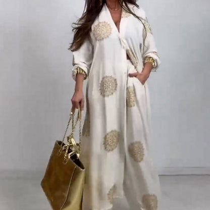 Women's Loose V-Neck Top & Printed Wide Leg Pants Two Piece Set🌺BUY 2 GET FREE SHIPPING