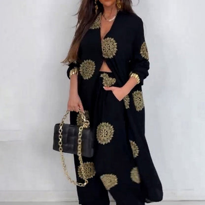 Women's Loose V-Neck Top & Printed Wide Leg Pants Two Piece Set🌺BUY 2 GET FREE SHIPPING
