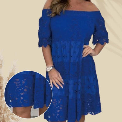 Lace Hollow Patchwork Strapless Dress For Women