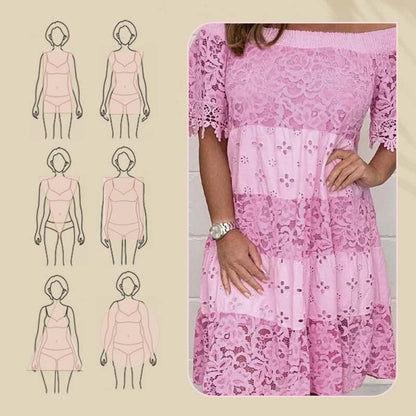 Lace Hollow Patchwork Strapless Dress For Women