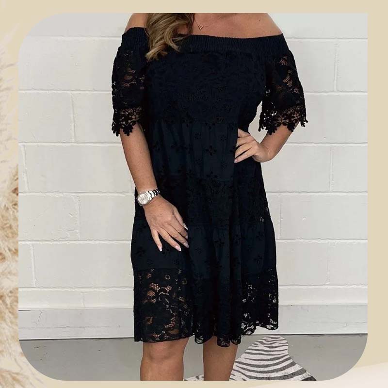 Lace Hollow Patchwork Strapless Dress For Women