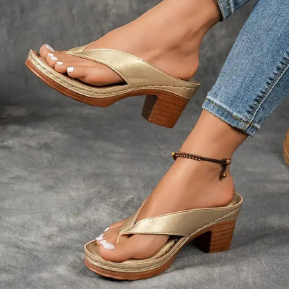 Women’s Summer Chunky Heel Flip Flops