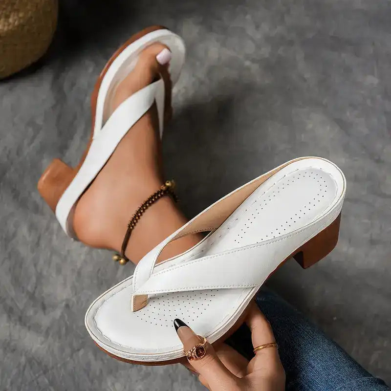 Women’s Summer Chunky Heel Flip Flops