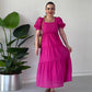Women's Flowy Jacquard Square Neck Dress【FREE SHIPPING】