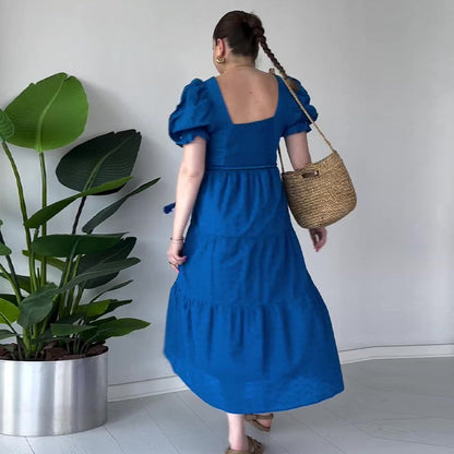 Women's Flowy Jacquard Square Neck Dress【FREE SHIPPING】