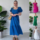 Women's Flowy Jacquard Square Neck Dress【FREE SHIPPING】