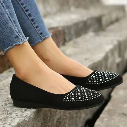 Women's Comfortable Slip-On Flats with Rhinestone Decoration