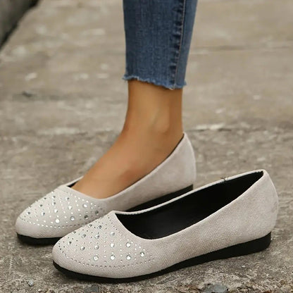 Women's Comfortable Slip-On Flats with Rhinestone Decoration