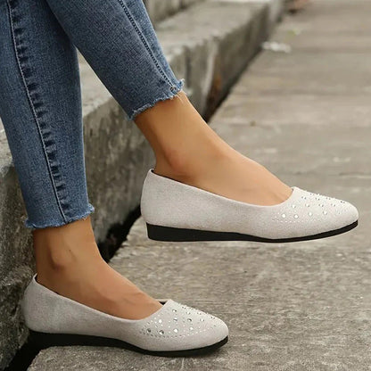 Women's Comfortable Slip-On Flats with Rhinestone Decoration