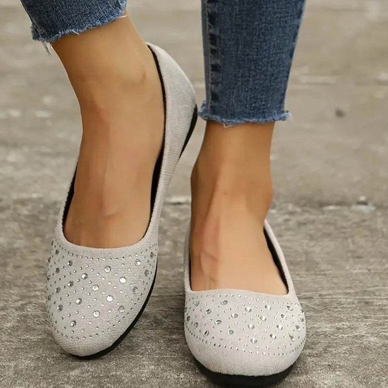 Women's Comfortable Slip-On Flats with Rhinestone Decoration