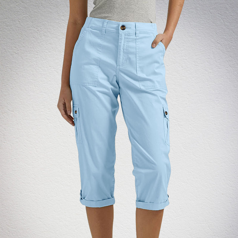 🔥Last Day 80% OFF🔥Multi-Pocket Solid Color Casual Cargo Capri Pants