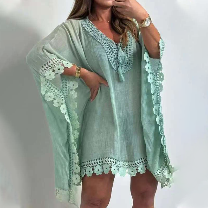 Women's V-Neck Solid Color Mini Dress