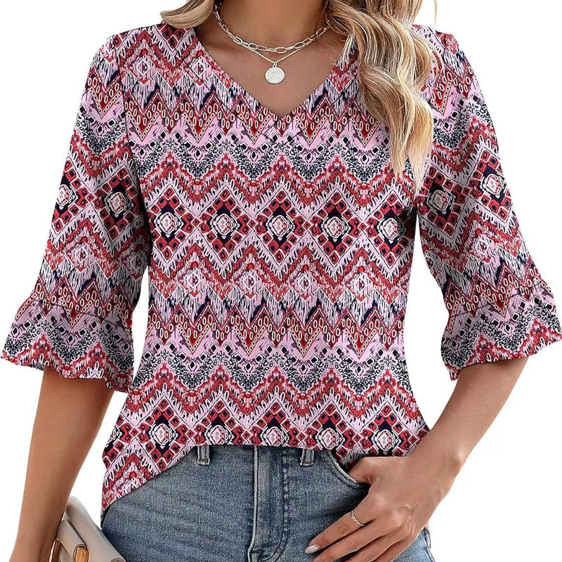 ❤️2025 New Products❤️Women's Elegant Ruffle Sleeve V-Neck Tops