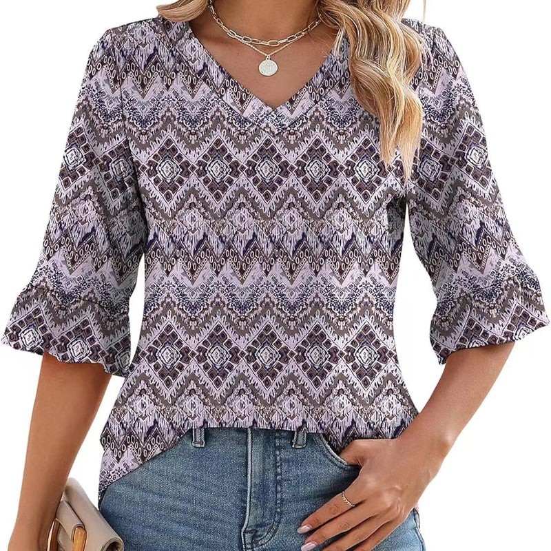❤️2025 New Products❤️Women's Elegant Ruffle Sleeve V-Neck Tops