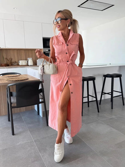 🔥2025 NEW SALES 50% OFF💥Solid Button Pocket Denim Dress