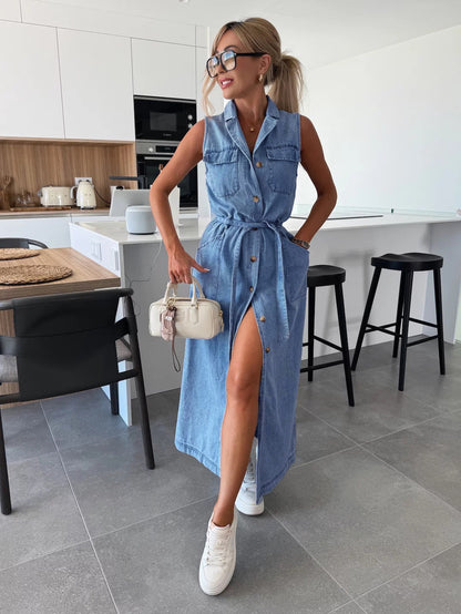 🔥2025 NEW SALES 50% OFF💥Solid Button Pocket Denim Dress