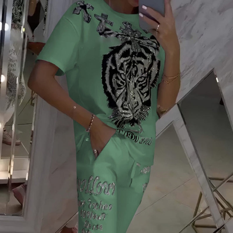 🔥 Limited time 50% off🔥Casual Printed Top Drawstring Pants 2-Piece Set